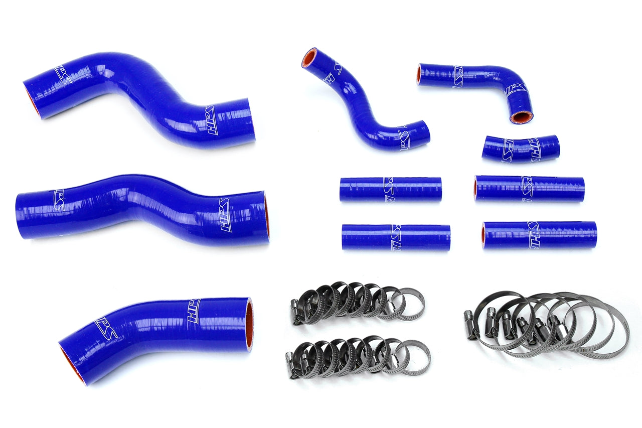 HPS Blue Reinforced Silicone Radiator + Pesky Heater Hose Kit 1FZ-FE Lexus 96-97 LX450 FJ80 4.5L I6 without rear heater 57-1441-BLUE