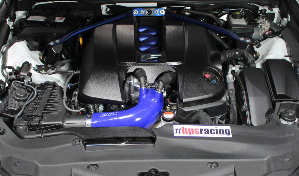 HPS Blue Reinforced Silicone Post MAF Air Intake Hose Kit Lexus 2016 GSF GS F V8 5.0L 57-1499-BLUE Installed
