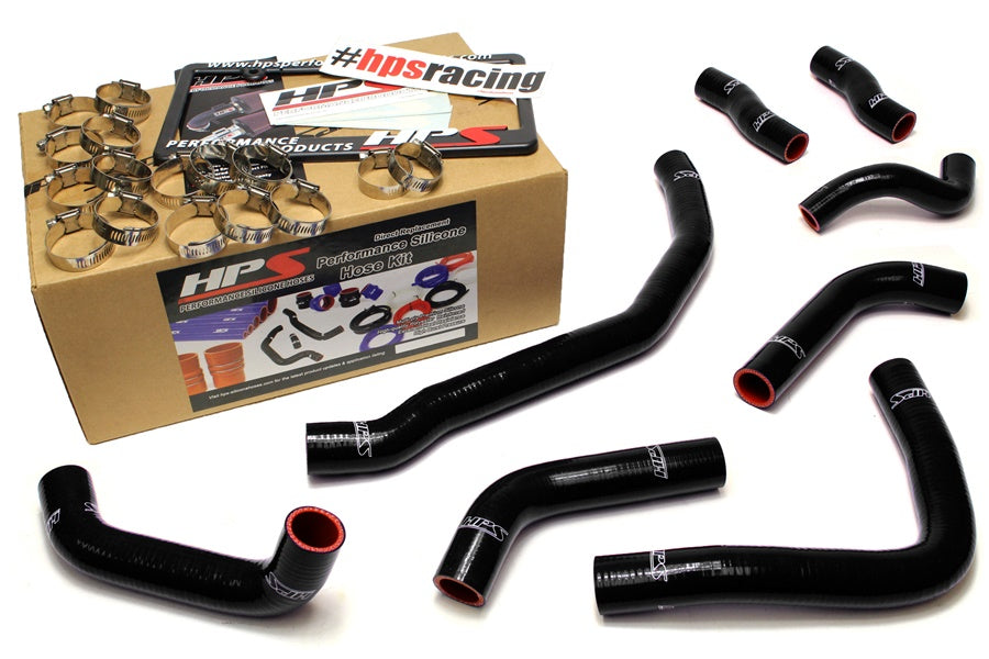 HPS Black Reinforced Silicone Coolant Hose Complete kit (8pc) front radiator + rear engine Toyota 90-99 MR2 3SGTE Turbo 57-1501-BLK