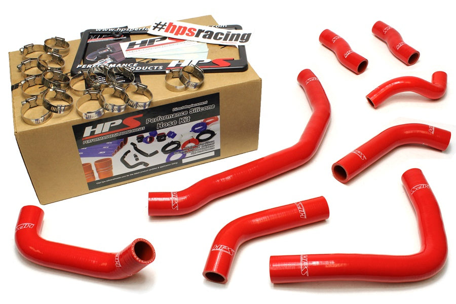 HPS Red Reinforced Silicone Coolant Hose Complete kit (8pc) front radiator + rear engine Toyota 90-99 MR2 3SGTE Turbo 57-1501-RED