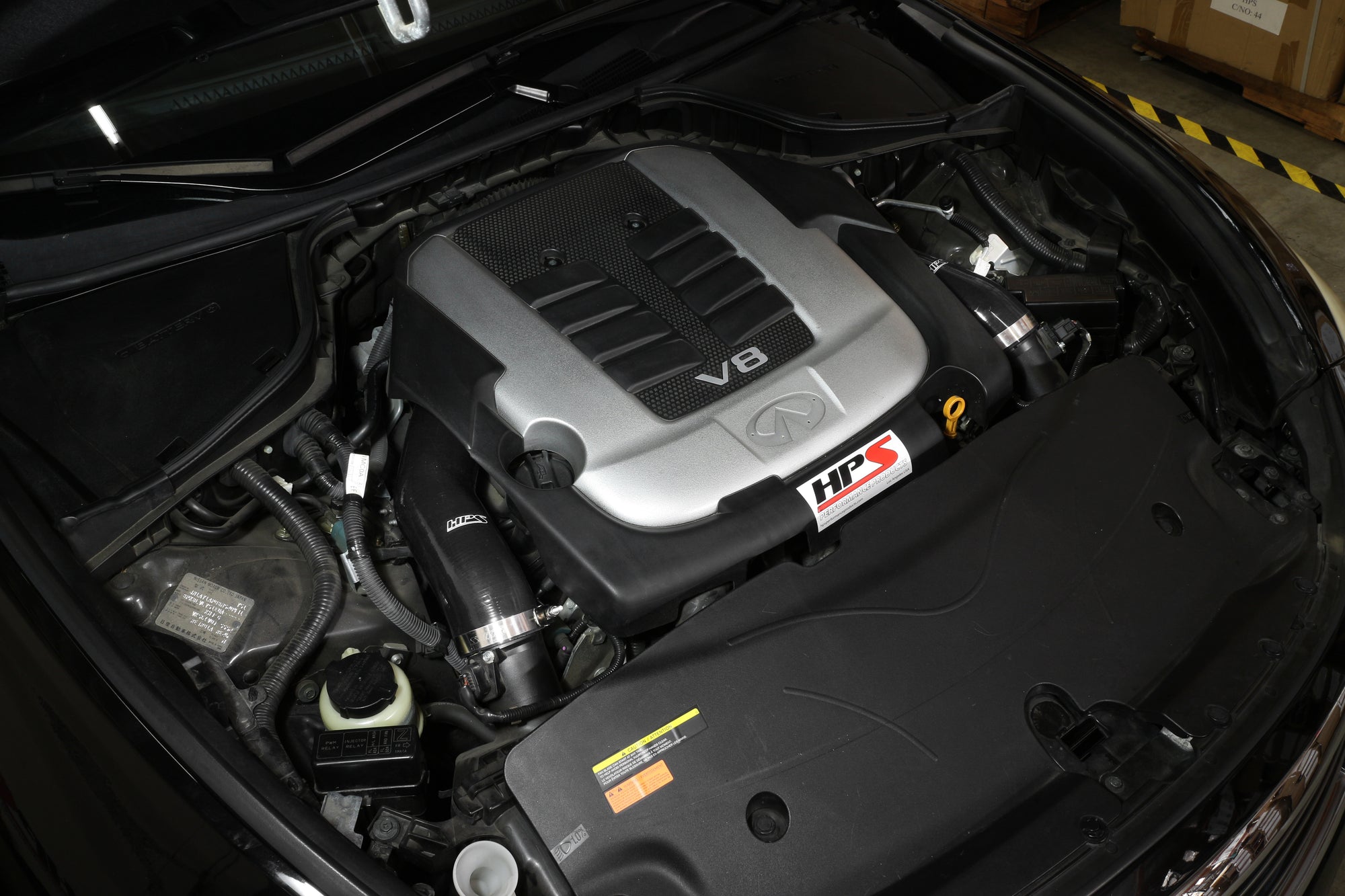 HPS Black Silicone Post MAF Cold Air Intake Hose Kit Infiniti 11-13 M56 5.6L V8, 57-1517-BLK