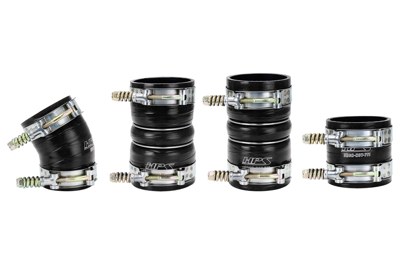 HPS Black High Temp Reinforced Silicone Intercooler Hose Boots Kit Ford 2003-2004 F250 Superduty 6.0L Power Stroke Diesel 57-1538-BLK