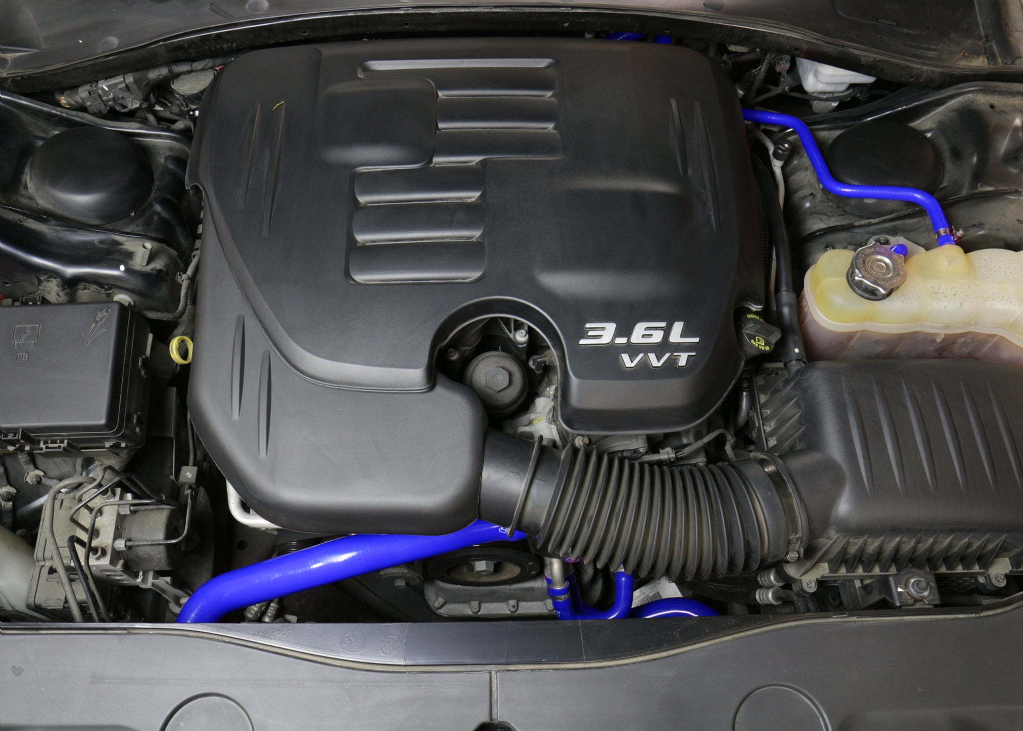 HPS Blue Reinforced Silicone Radiator + Heater Hose Kit Coolant Dodge 11-17 Charger 3.6L V6 57-1583-BLUE Installed