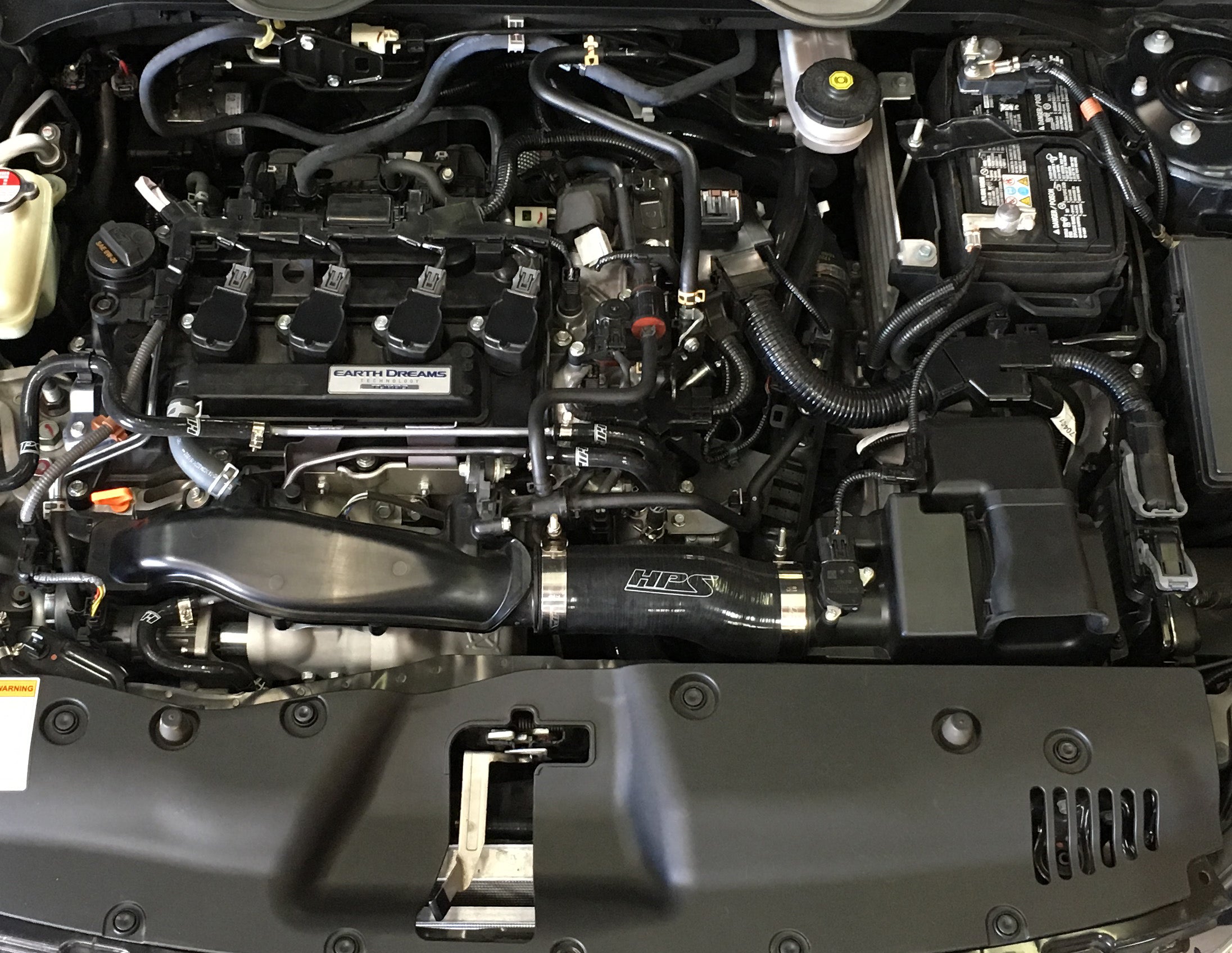 HPS Blue Reinforced Silicone Post MAF Air Intake Hose Kit Honda 16-18 Civic 1.5L Turbo 57-1595-BLUE Installed