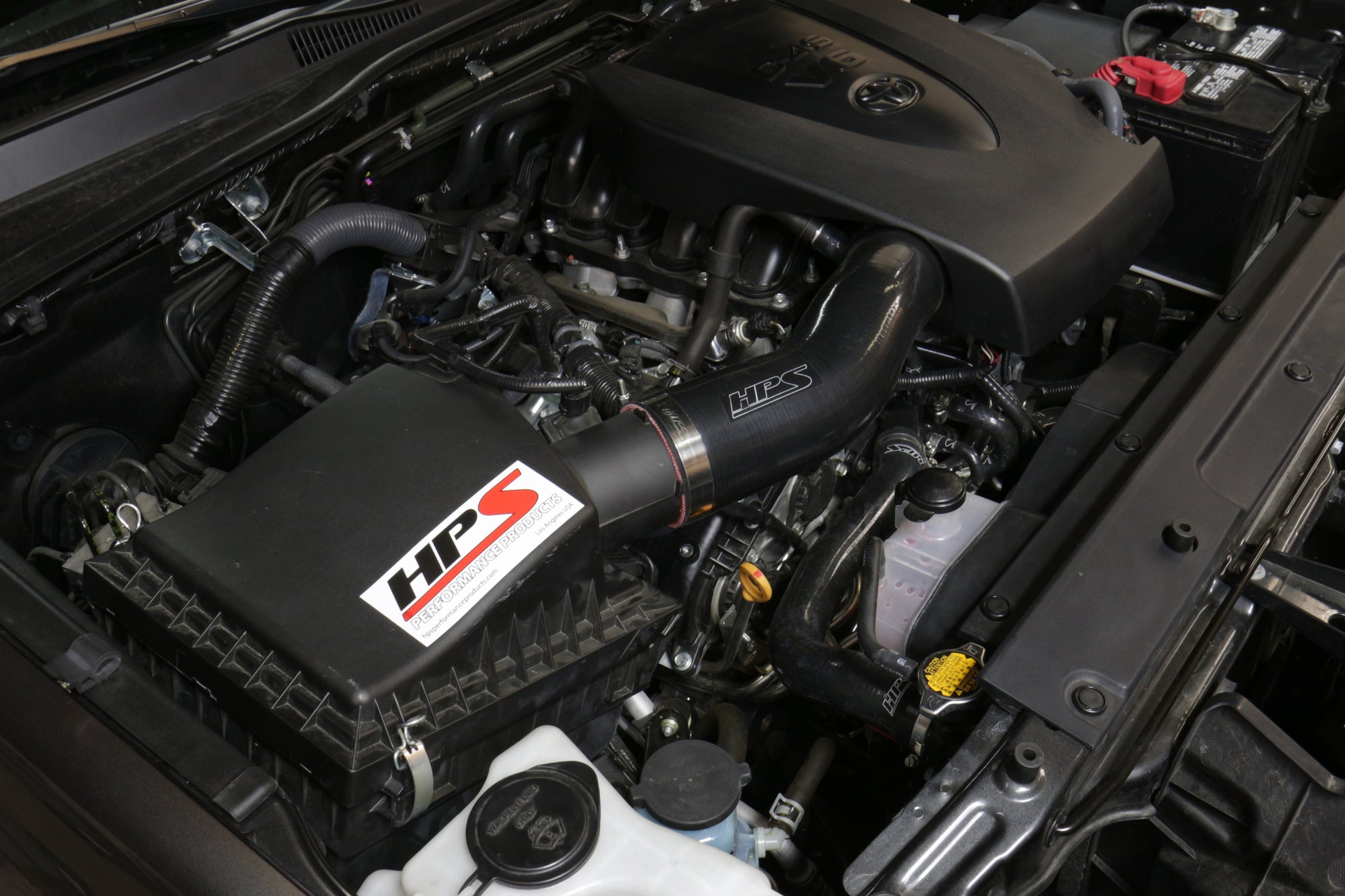 HPS Silicone Cold Air Intake Hose Installed on 2016-2022 Toyota Tacoma 3.5L V6 with stock OEM intake box