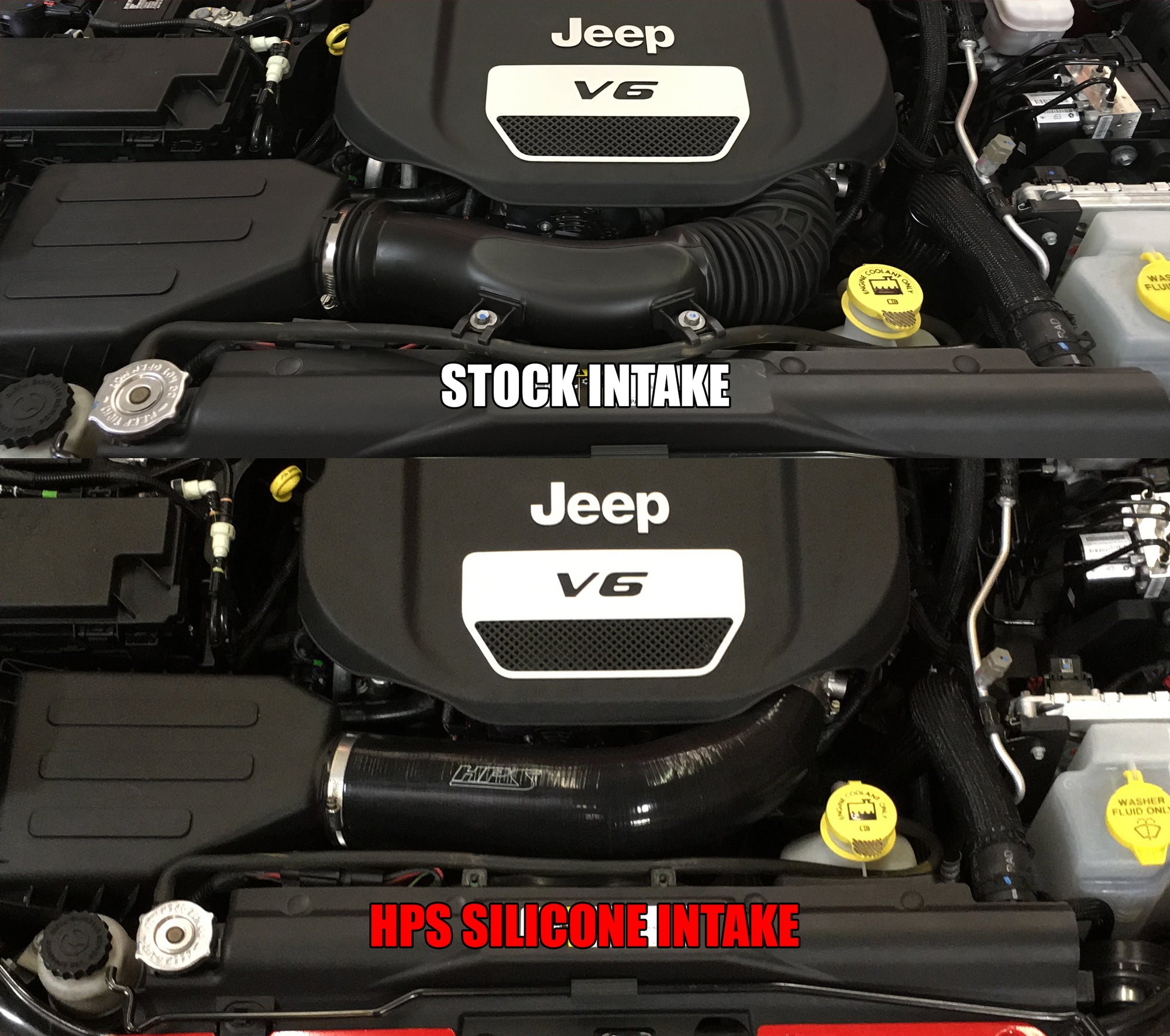 HPS Silicone Air Intake Kit Post MAF Hose Installed 2012-2017 Jeep Wrangler JK Unlimited 3.6L V6 57-1639