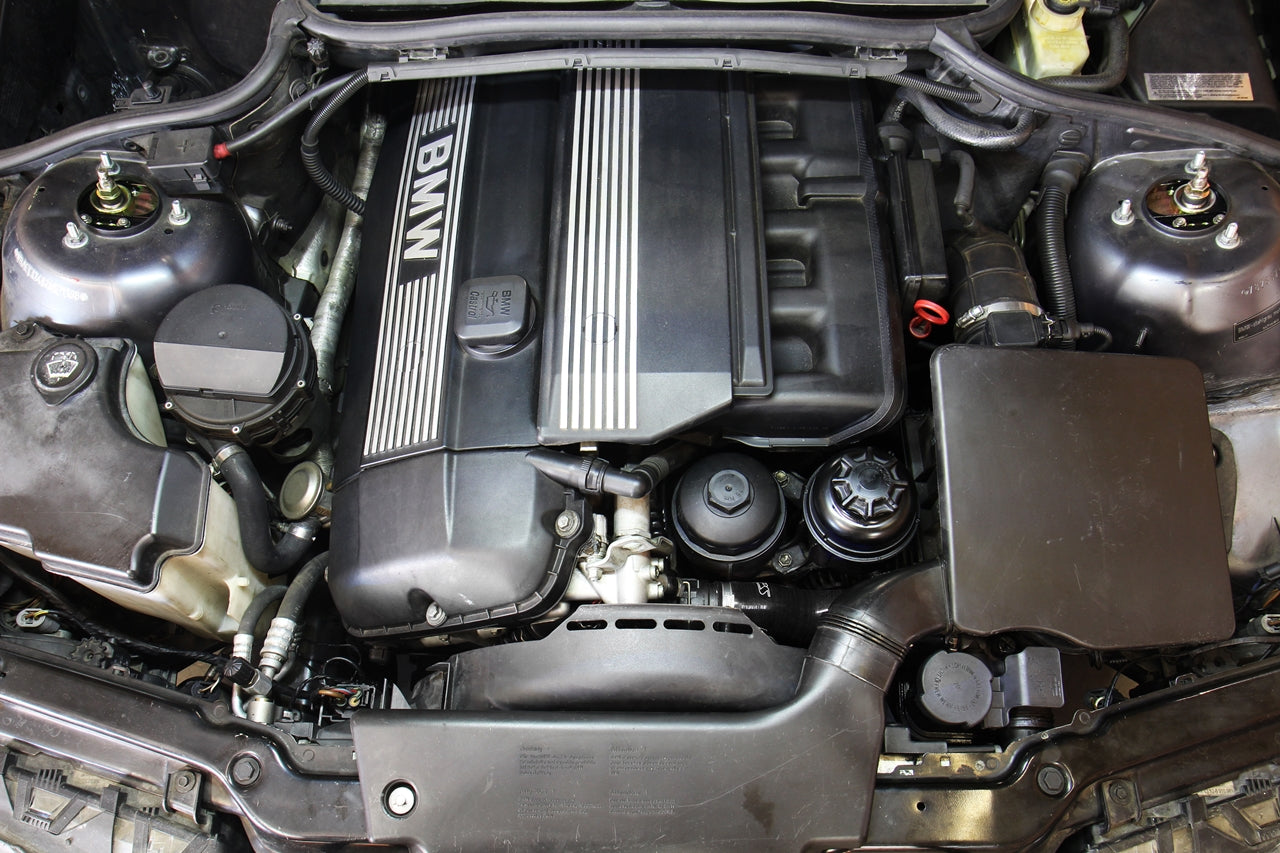 HPS Black Reinforced Silicone Radiator Hose Kit Coolant BMW 01-05 E46 325i 325Xi M54 2.5L 57-1698-BLK Installed