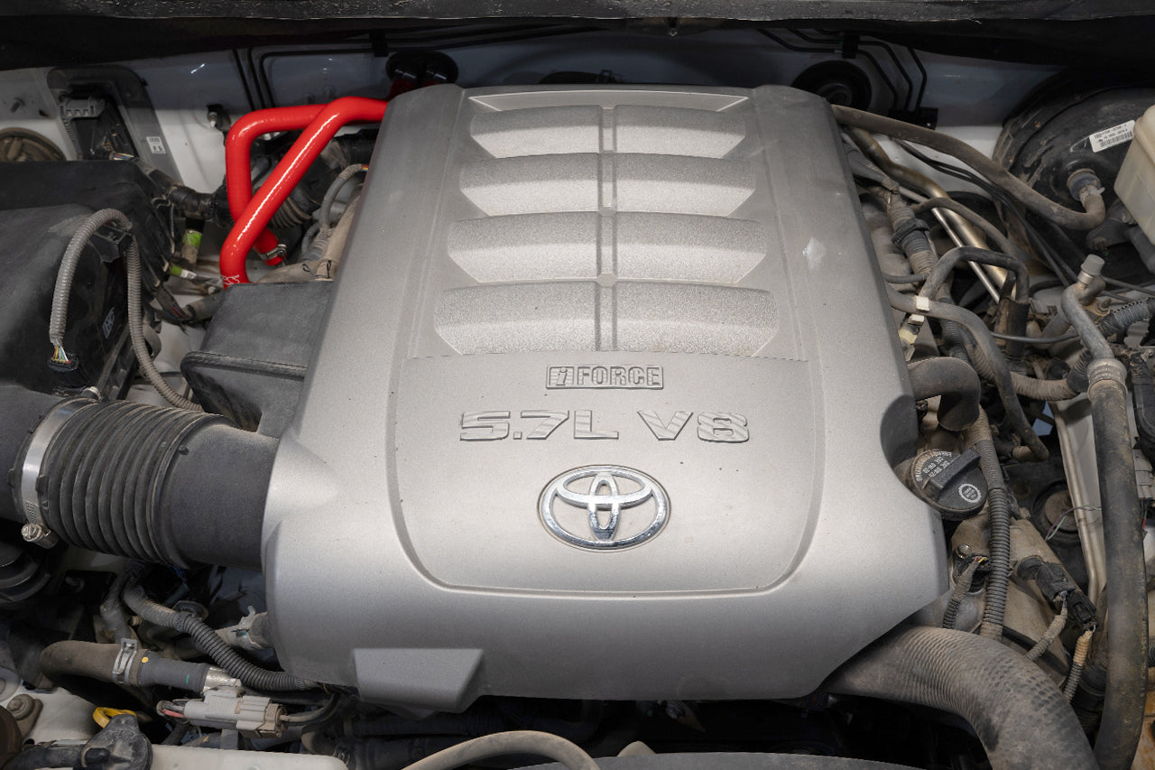 HPS Red Reinforced Silicone Heater Hose Kit Coolant Toyota 07-11 Tundra 5.7L V8 57-1702 installed
