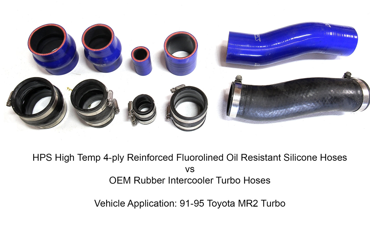 HPS Silicone Intercooler Hose Kit 1991-1995 Toyota MR2 2.0L Turbo 57-1711 vs OEM Comparison