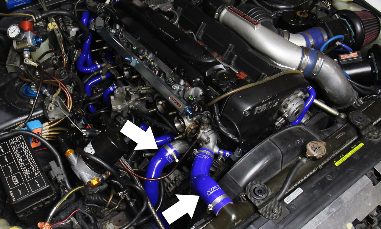 HPS Blue Reinforced Silicone Radiator Hose Kit Coolant Nissan 89-94 Skyline GTR R32 RB26DETT Twin Turbo Installed