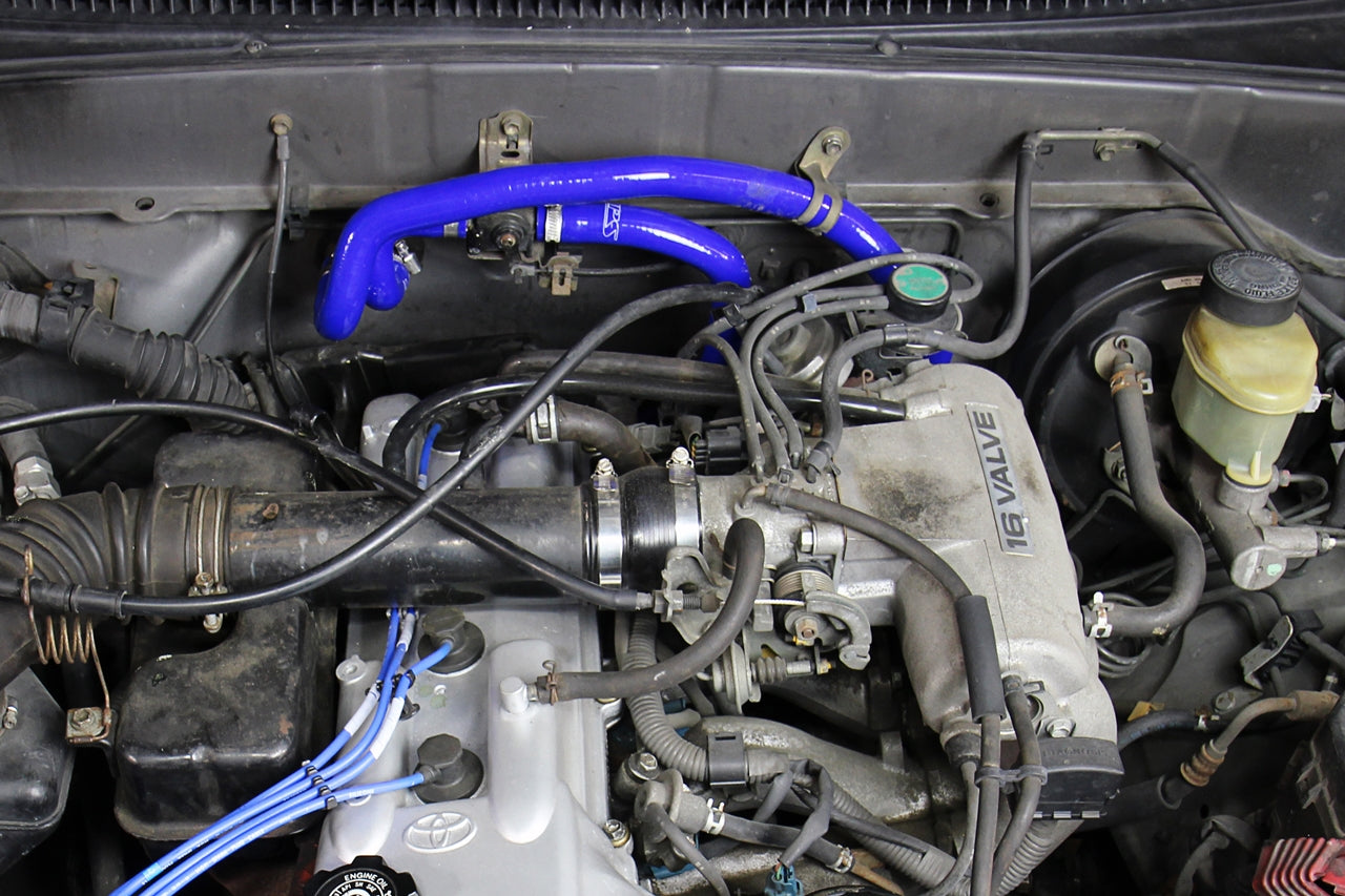 HPS Reinforced Blue Silicone Heater Hose Kit Coolant Toyota 95-04 Tacoma 2.4L & 2.7L 4Cyl 57-1746H-BLUE Installed