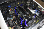HPS Blue Reinforced Silicone Radiator + Heater Hose Kit Coolant Nissan 89-94 Skyline GTR R32 RB26DETT Twin Turbo Installed