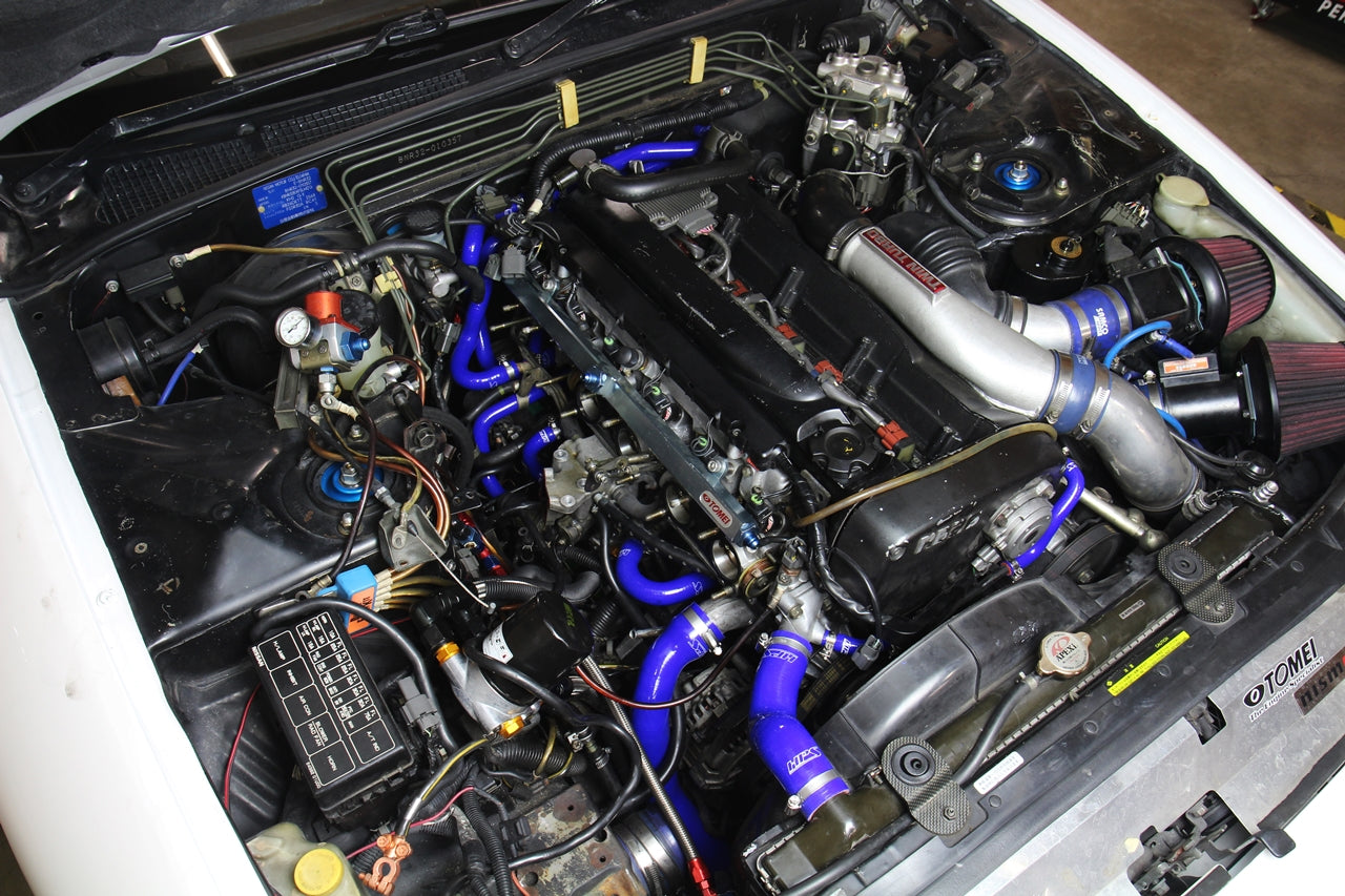HPS Blue Reinforced Silicone Radiator + Heater Hose Kit Coolant Nissan 89-94 Skyline GTR R32 RB26DETT Twin Turbo Installed
