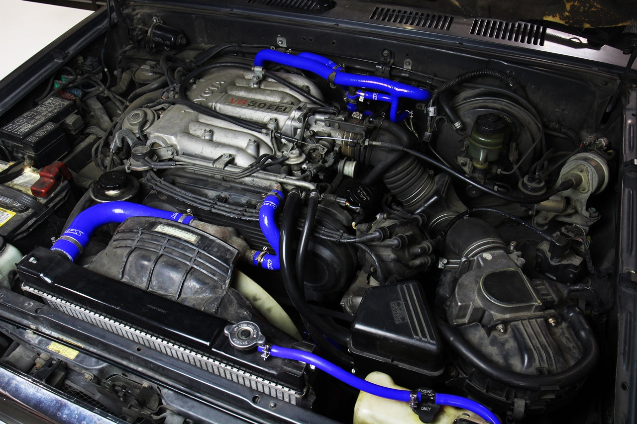 HPS Blue Silicone Radiator and Heater Hose Kit Installed 1990 1991 Toyota 4Runner 3.0L V6 Rear Heater 57-2191-BLUE