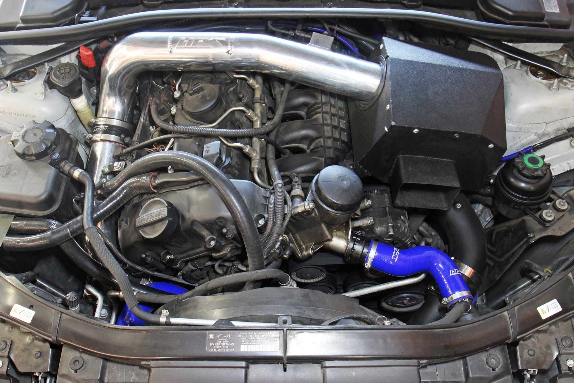 HPS Blue Silicone Lower Upper Radiator Coolant Hoses Installed BMW 135i 3.0L Turbo N54 E88 E82