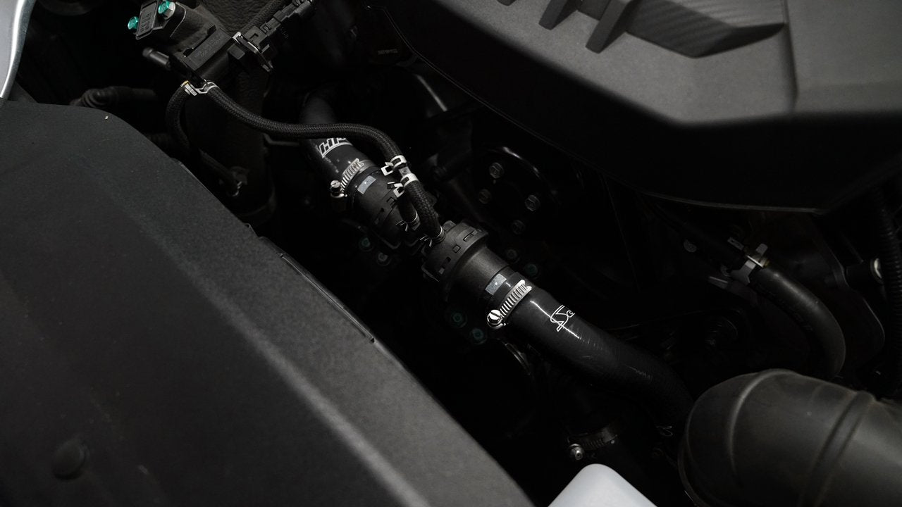 HPS Black Silicone Air Intake Breather BOV Hose Kit Installed 2019-2021 Kia K900 3.3T V6 Twin Turbo 57-2045-BLK