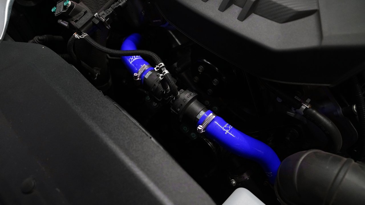 HPS Blue Silicone Air Intake Breather BOV Hose Kit Installed 2019-2022 Genesis G70 3.3T V6 Twin Turbo 57-2045-BLUE