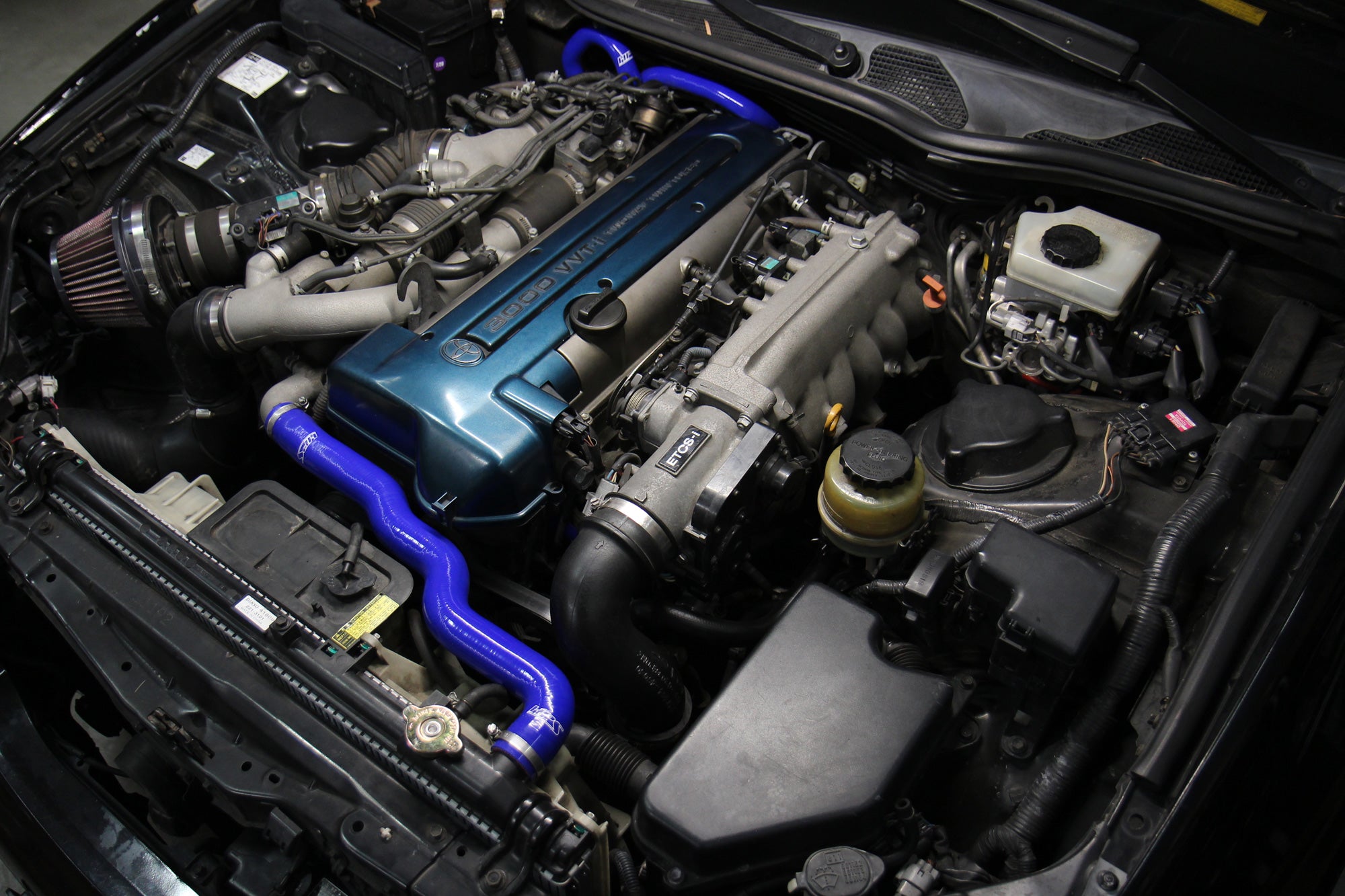 HPS Silicone Radiator, Heater and throttle body Coolant Hose Kit installed Lexus 98-05 GS300 with 2JZ-GTE VVT-i Swap