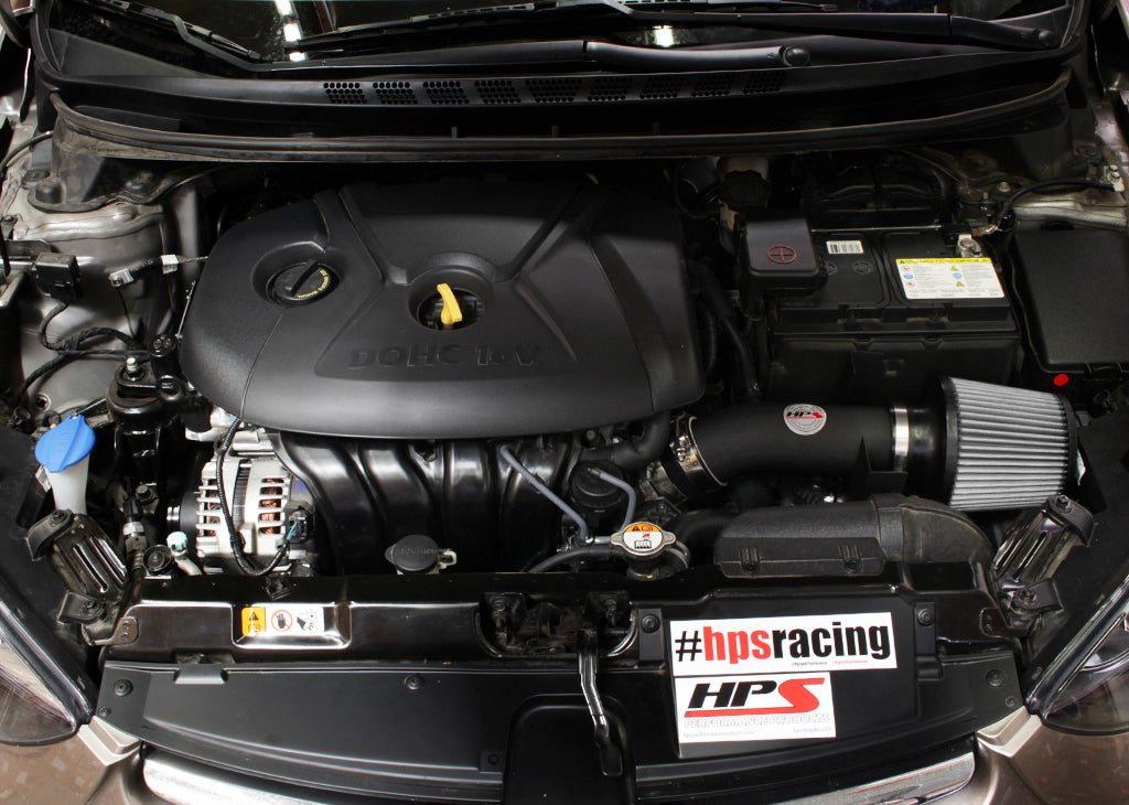 HPS Performance Shortram Air Intake Kit Installed 2011-2016 Hyundai Elantra 1.8L 827-538WB