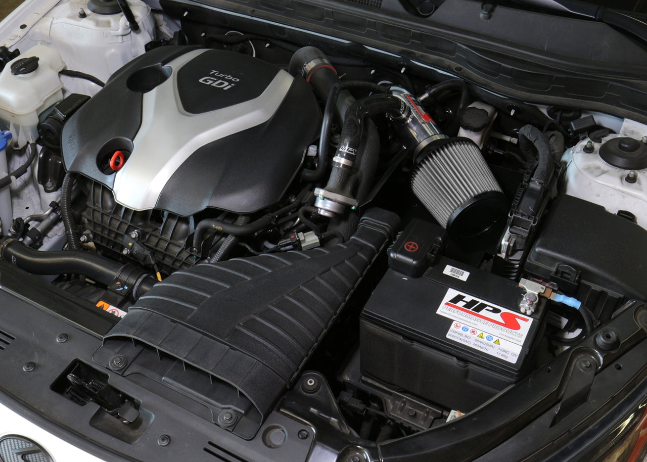 HPS Polish Shortram Cold Air Intake Kit 2011-2015 Kia Optima 2.0L Turbo 827-587P