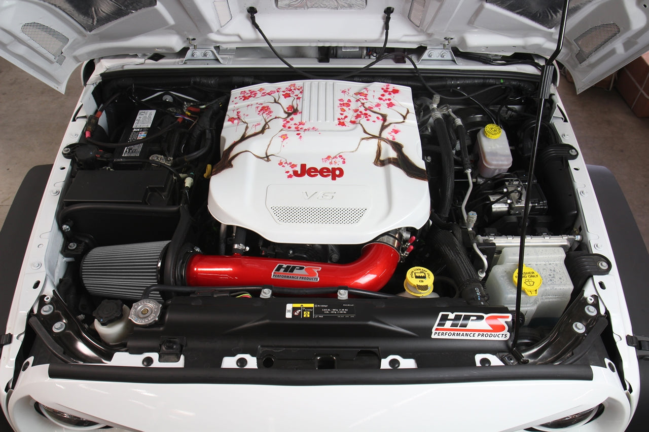 HPS Performance Shortram Cold Air Intake Kit Installed 2012-2018 Jeep Wrangler JK 3.6L V6 827-664