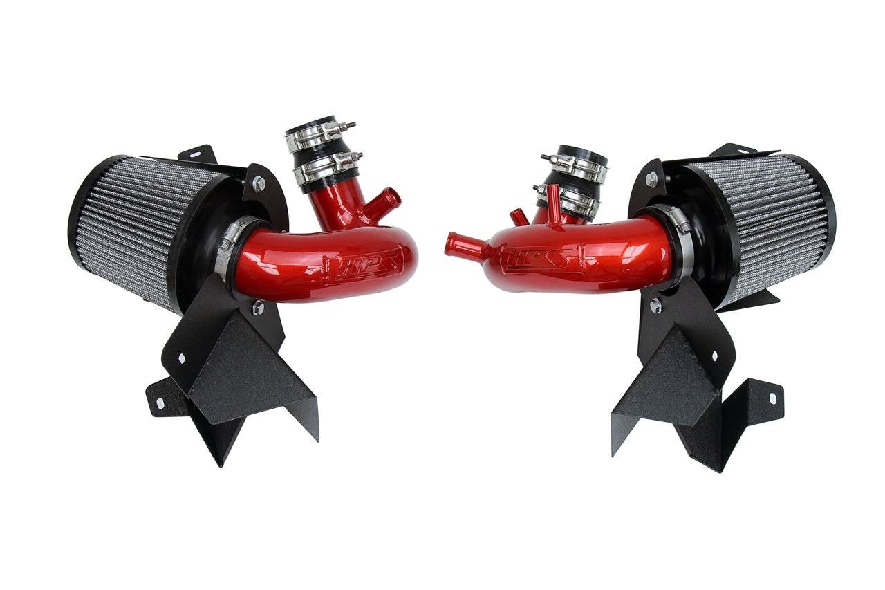 HPS Red Cold Air Intake Kit with Heat Shield 2019-2024 Hyundai Genesis G70 3.3L V6 Twin Turbo, 827-703R