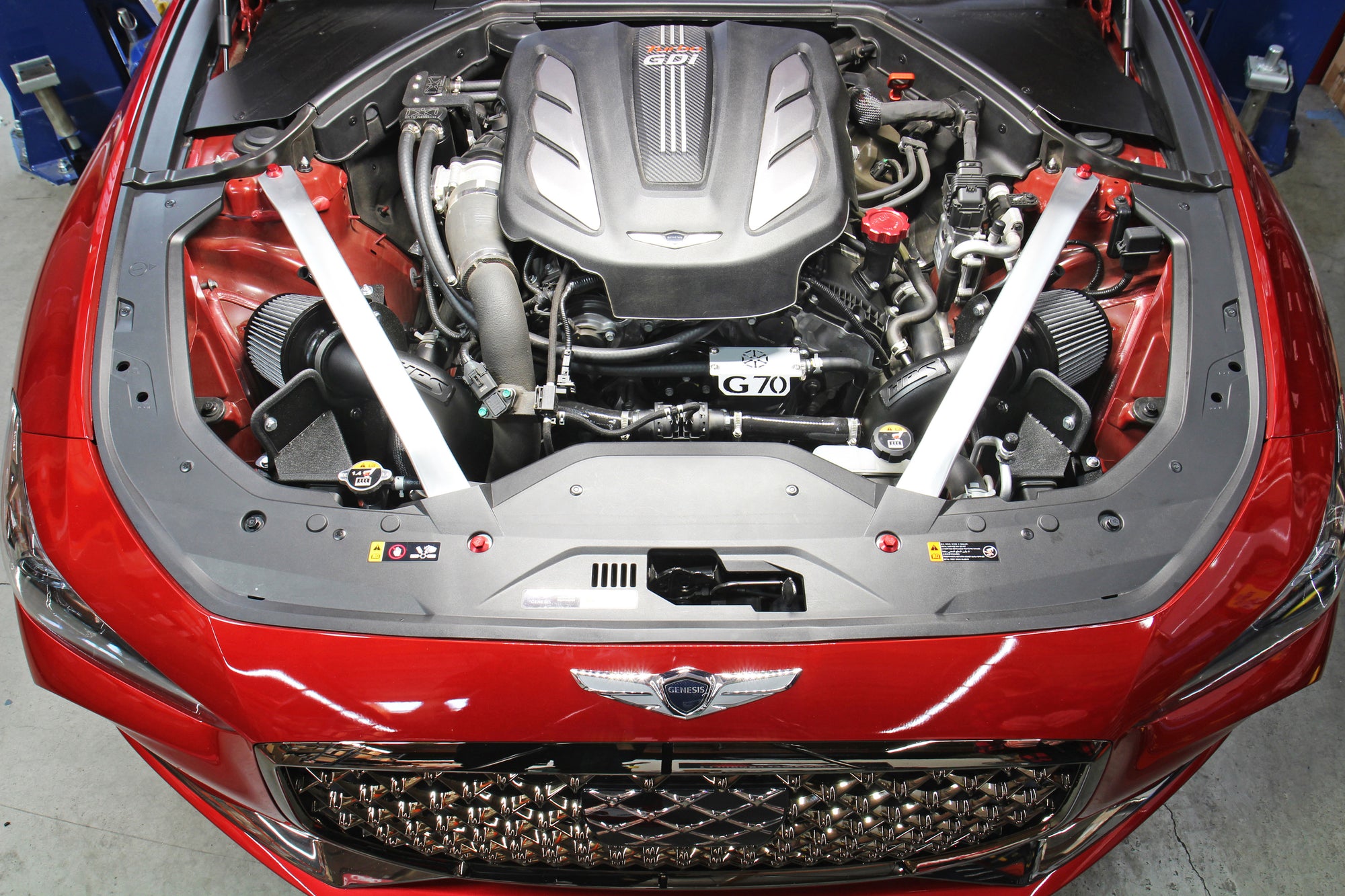 HPS Cold Air Intake Kit with Heat Shield 827-703 installed on 2019-2024 Genesis G70 3.3L V6 Twin Turbo