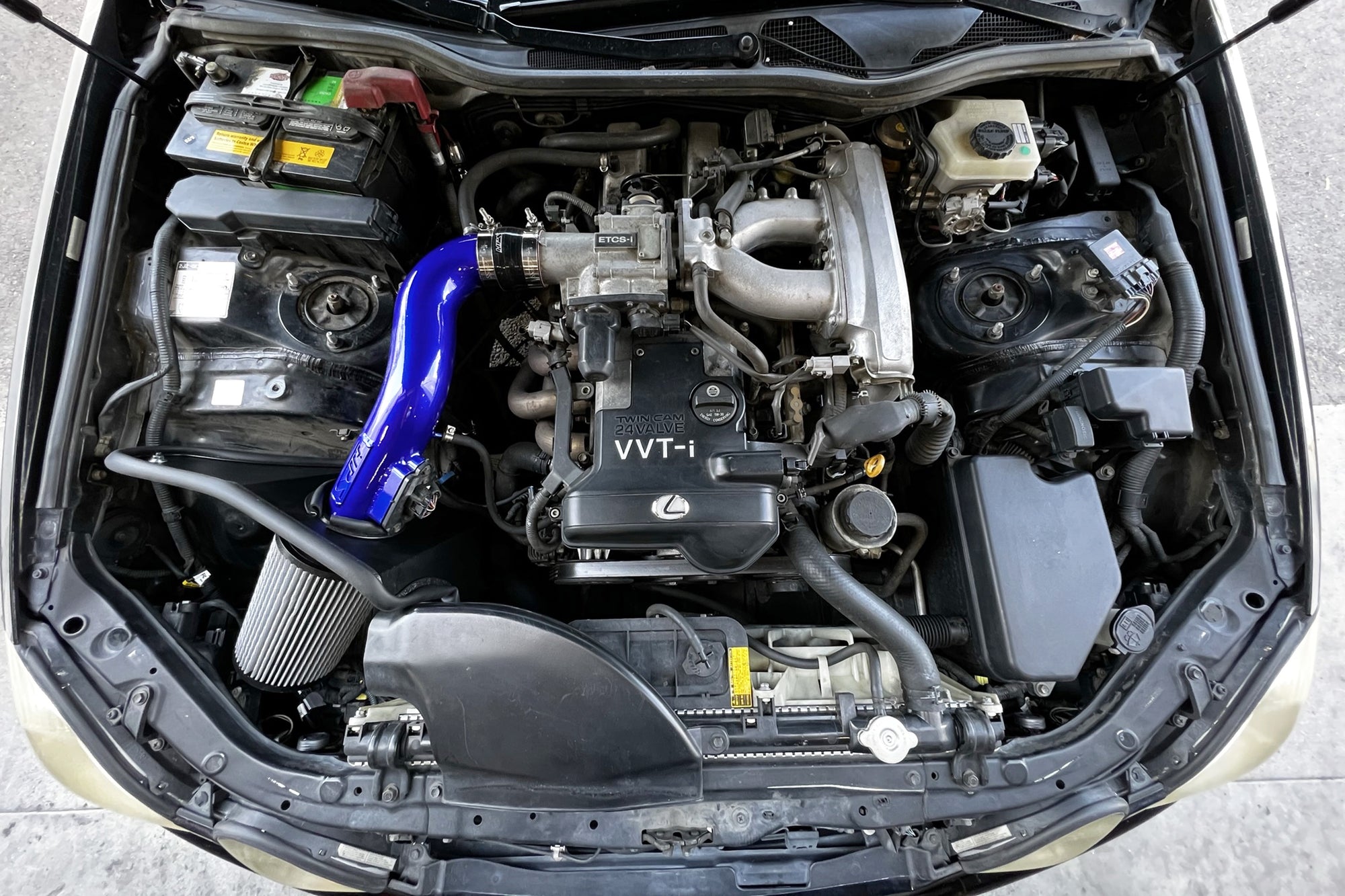 HPS Cold Air Intake Kit with Heat Shield Installed 98-00 Lexus GS300 3.0L 2JZGE 827-705