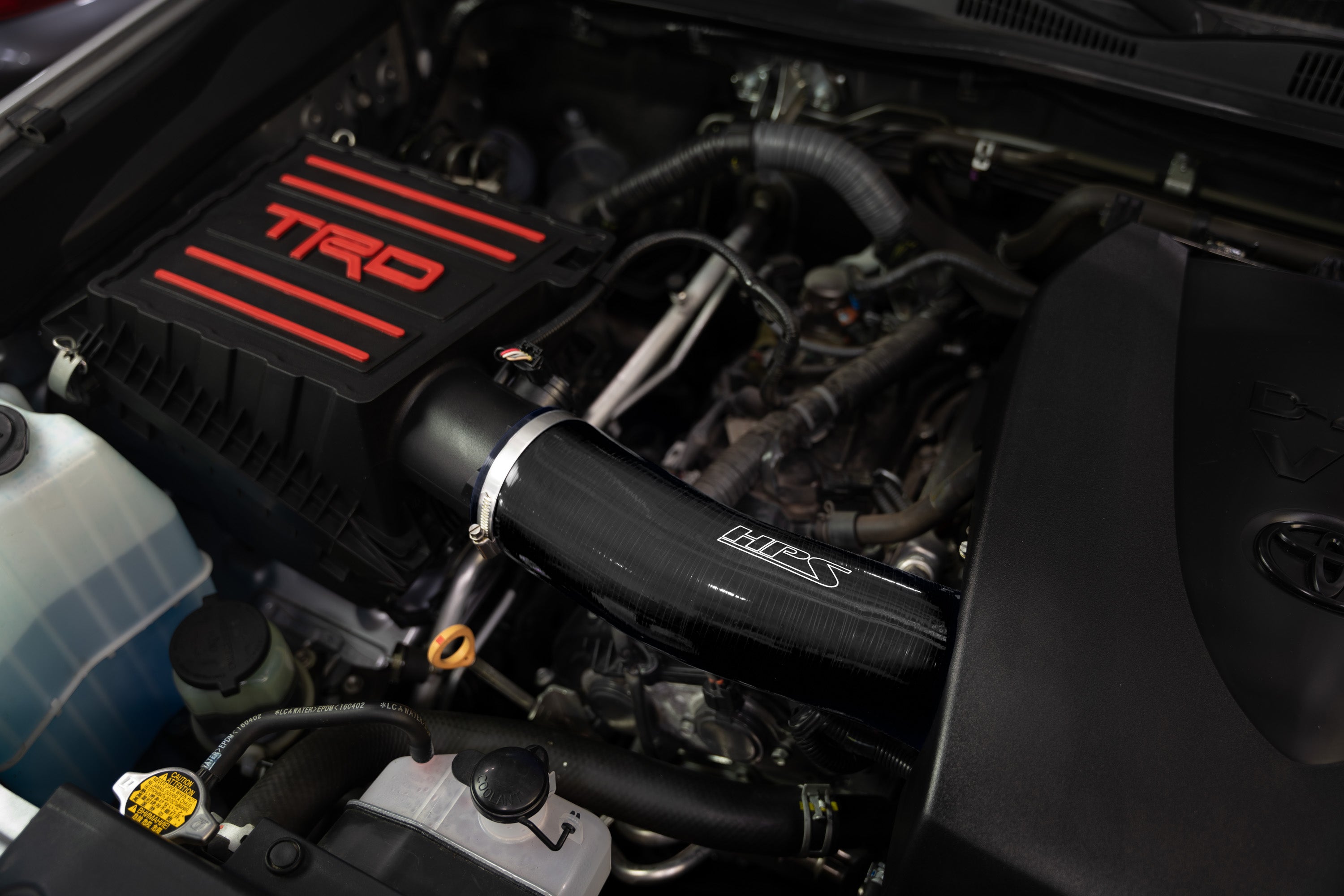 HPS Silicone Air Intake Kit with Drop in Air Filter Installed Toyota 2016-2022 Tacoma 3.5L V6 827-723 827-725
