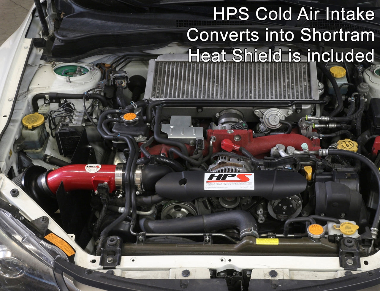 HPS Performance Cold Air Intake Kit 2008-2014 Subaru WRX 2.5L Turbo installed as Shortram Intake 837-566R