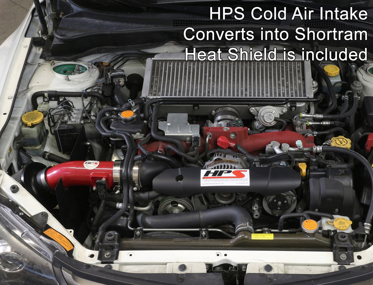 HPS Performance Cold Air Intake Kit 2008-2014 Subaru WRX STI 2.5L Turbo installed as Shortram Intake 837-566R