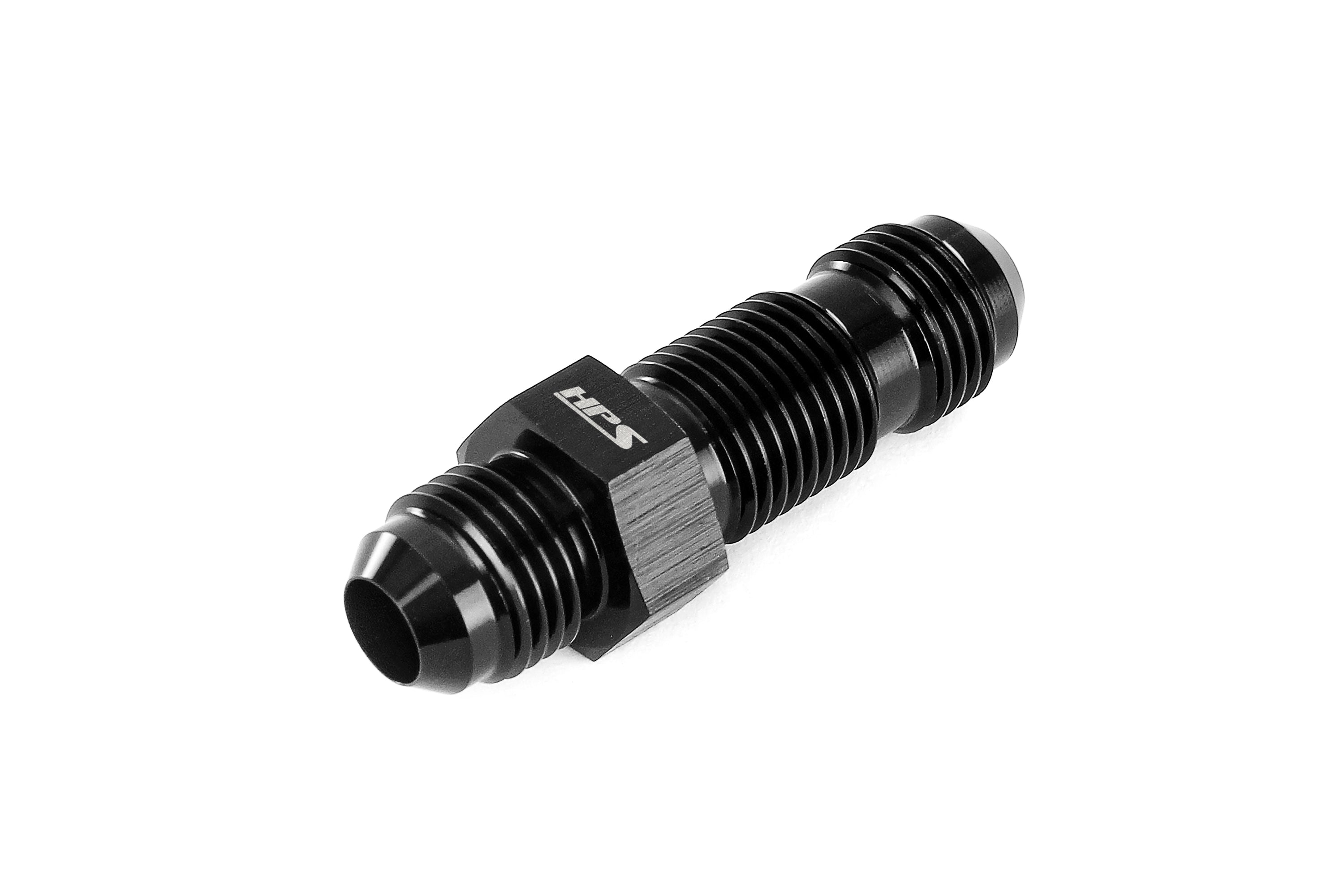 HPS Performance AN Male to Male Bulkhead Adapter, Aluminum, Black