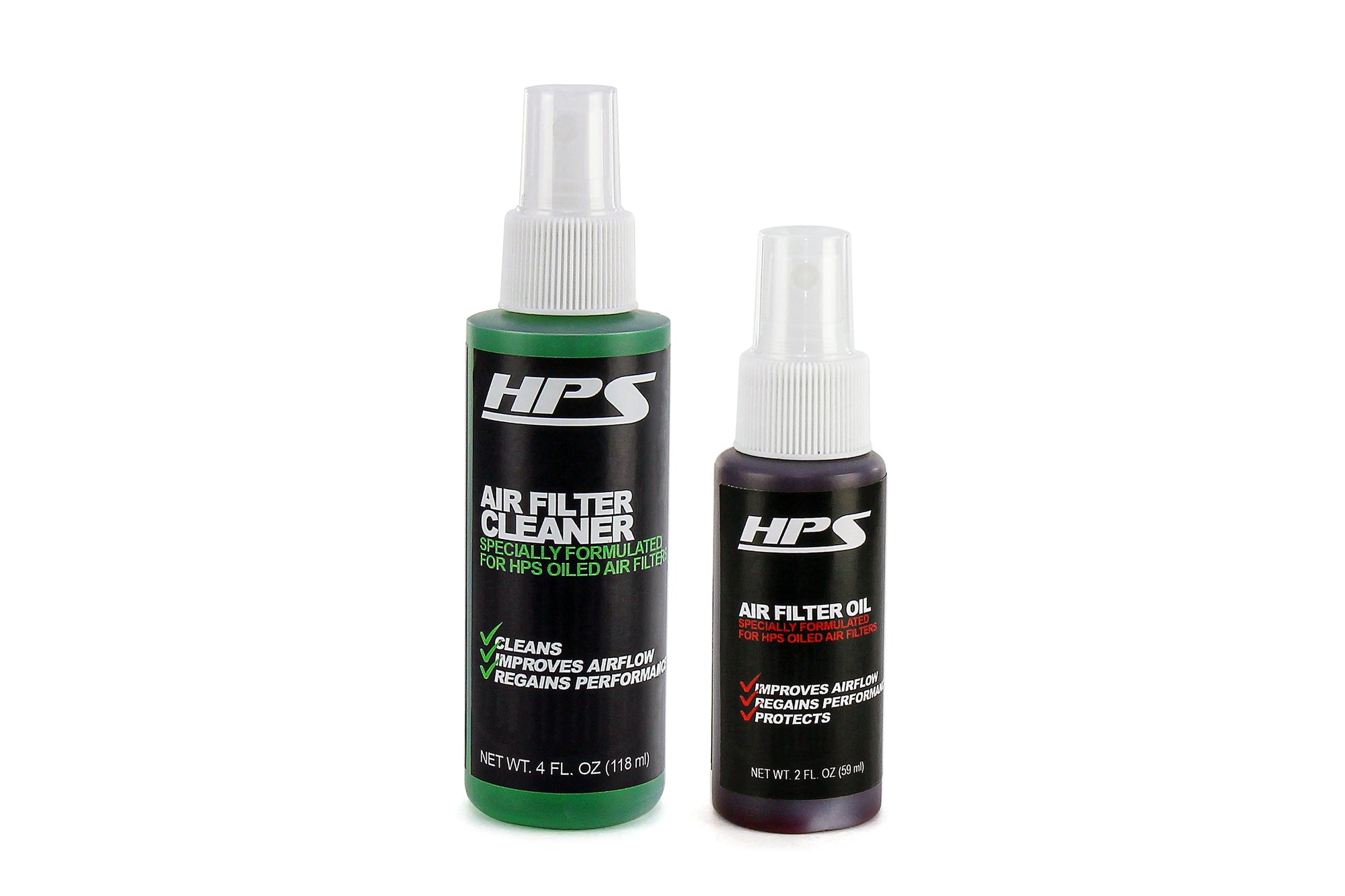 HPS Performance Air Filter Cleaning and Synthetic Oil Recharge Kit HPS-AFRC Green Red Spray Bottle Recharge MPG 