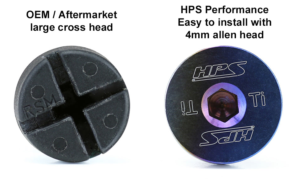 HPS Titanium Coolant Bleed Screw 4mm Allen Head vs OEM Cross Head