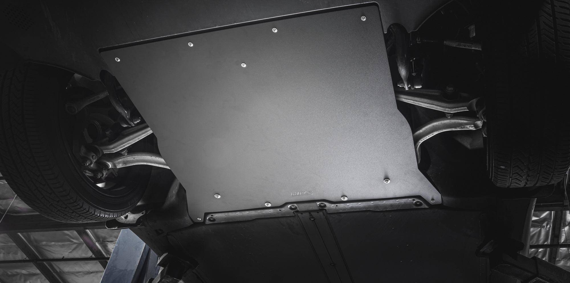 HPS Front Black Skid Plate Installed Tesla Model Y Protection Undertray Shield undercarriage