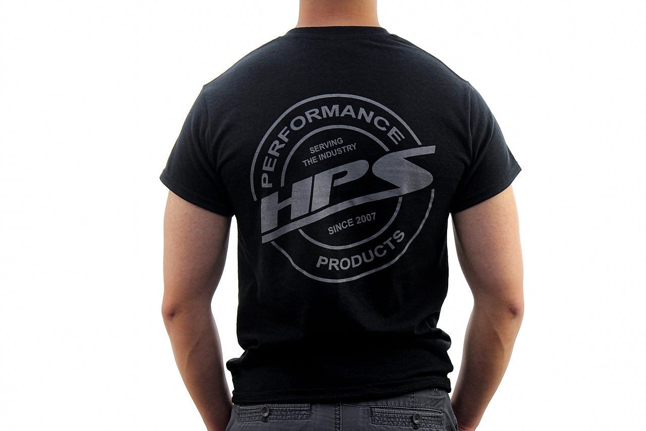 hps performance logo black tee shirt logo round seal serving the industry since 2007 unisex