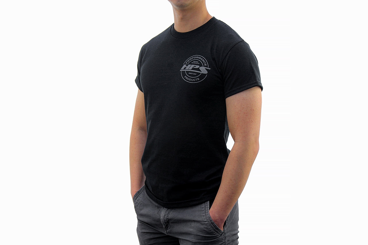 hps performance logo black tee shirt logo round seal serving the industry since 2007 unisex