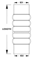 HPS 3-1/2" ID, Silicone Charge Air Cooler CAC Hose Double Hump Coupler Bellow Hot Side, Ultra High Temp 4-ply Aramid Reinforced