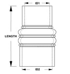 HPS 2-3/4" - 3-1/2" ID, 6" Length, Silicone Charge Air Cooler CAC Hose Double Hump Reducer Coupler Bellow Cold Side, High Temp 4-ply Reinforced, 70mm - 89mm ID