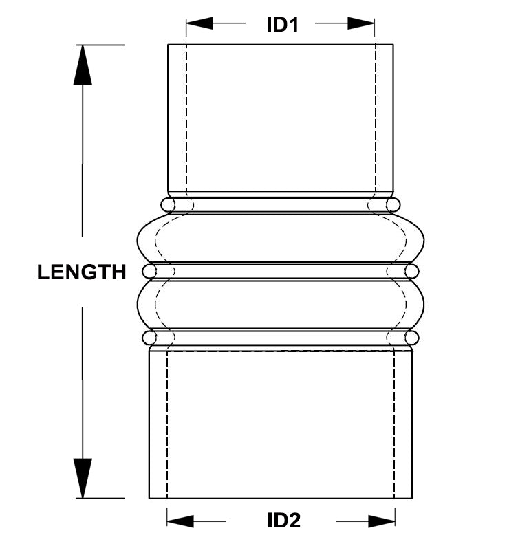 HPS 2-1/2" - 3" ID, 6" Length, Silicone Charge Air Cooler CAC Hose Double Hump Reducer Coupler Bellow Hot Side, Ultra High Temp 4-ply Aramid Reinforced, 63mm - 76mm ID