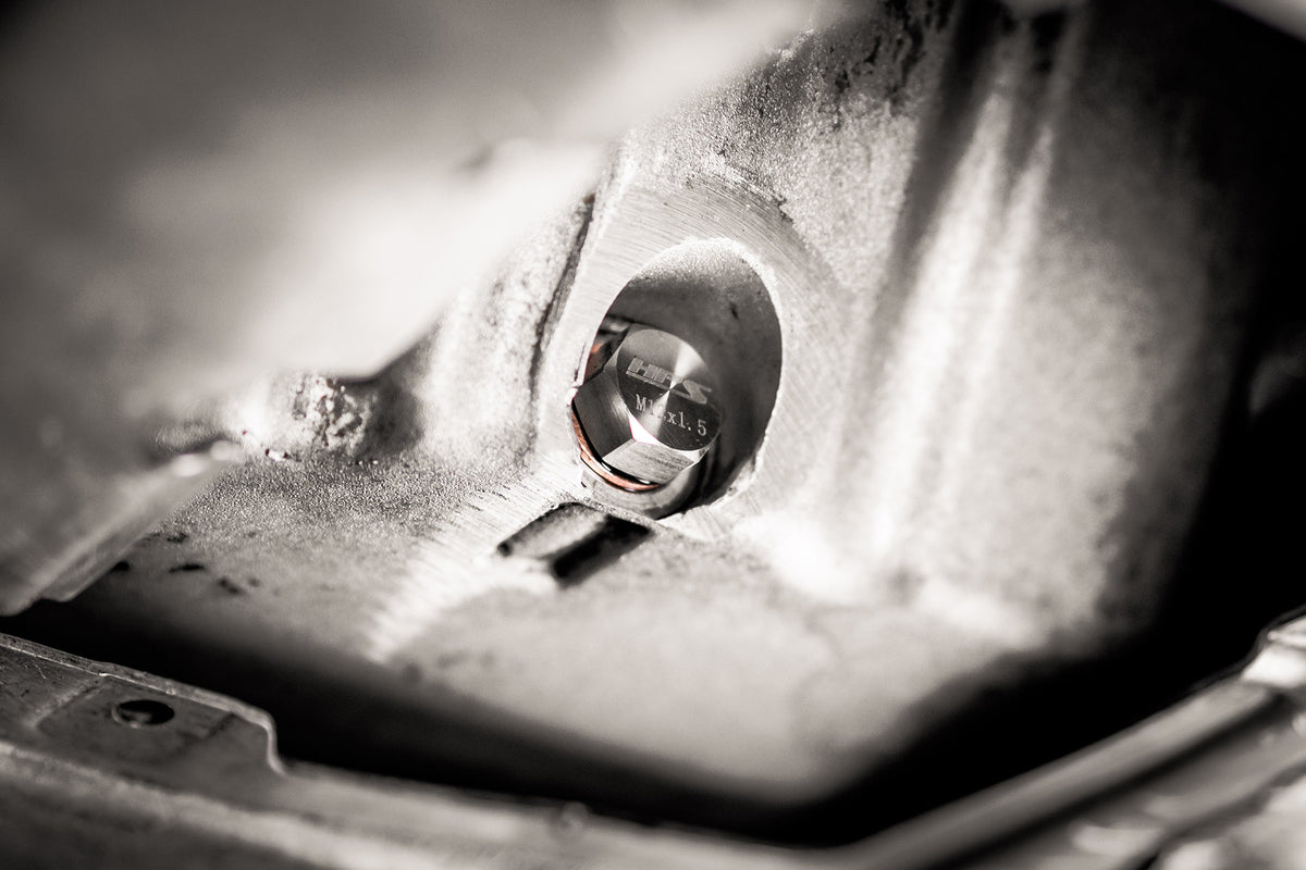 HPS Performance Stainless Steel Magnetic Oil Drain Plug Bolt Installed