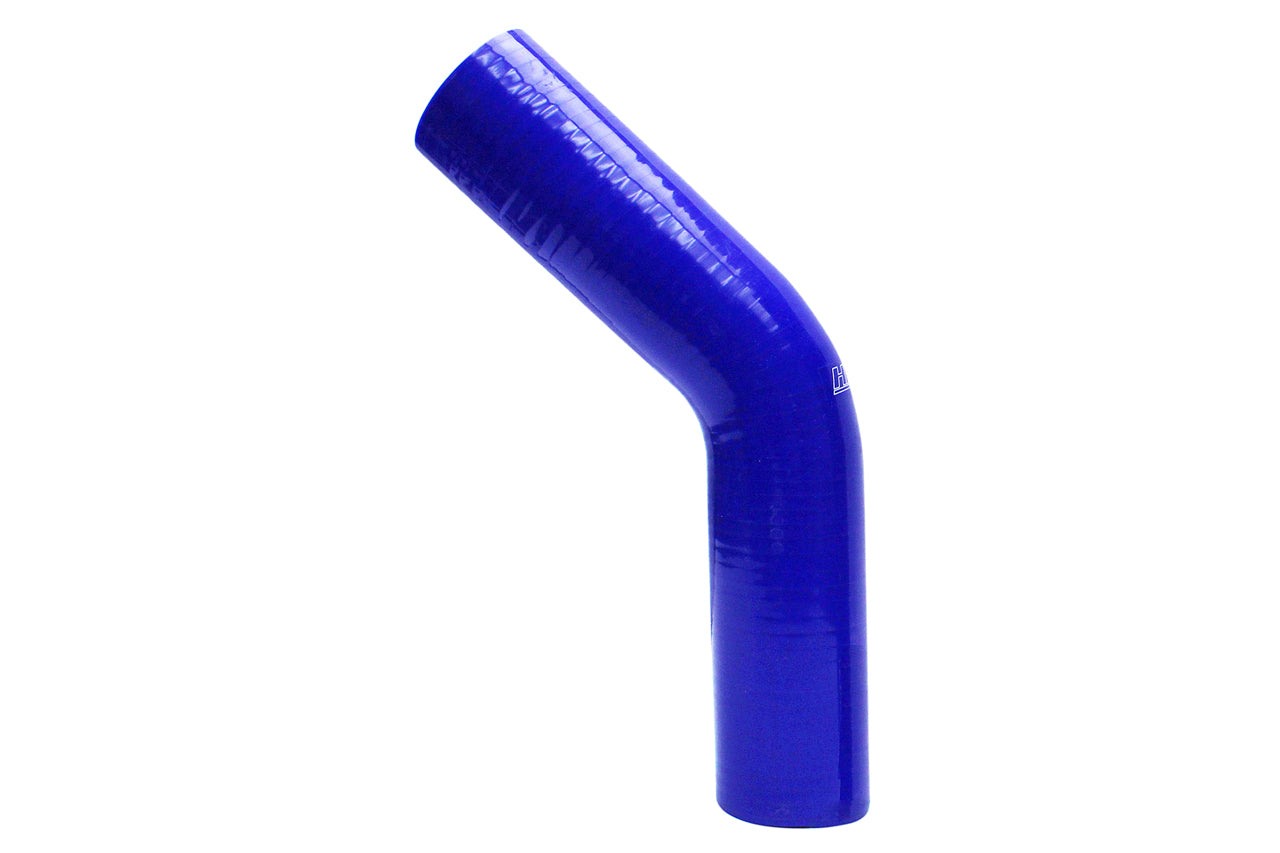 TenkeAuto 45 Degree Silicone Reducer Coupler - 2.25" To 3" ID, 4-Ply Reinforced, With T-Bolt Clamp For Turbo/Intercooler Piping (Blue)
