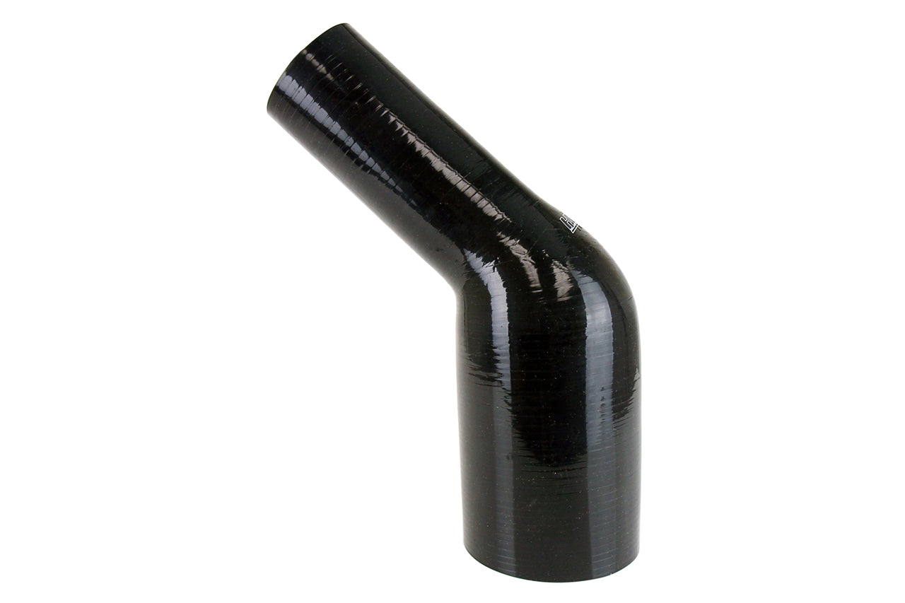 HPS 2-1/2 - 3 inch 2.5 Black Silicone 45 Degree Elbow Reducer Coupler Hose High Temp Reinforced 63mm 76mm HTSER45-250-300-BLK