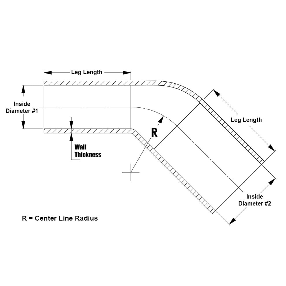 HPS 5/8" - 1" ID, Silicone 45 Degree Elbow Reducer Hose, High Temp 4-ply Reinforced, (16mm - 25mm)