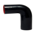 HPS 2-1/4 - 2-1/2 inch 2.25 2.5 Black Silicone 90 Degree Elbow Reducer Hose High Temp Reinforced 57mm 63mm HTSER90-225-250-BLK