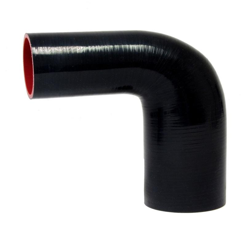 HPS 1-3/8 - 1-3/4 inch 1.38 1.75 Black Silicone 90 Degree Elbow Reducer Hose High Temp Reinforced 35mm 45mm HTSER90-138-175-BLK