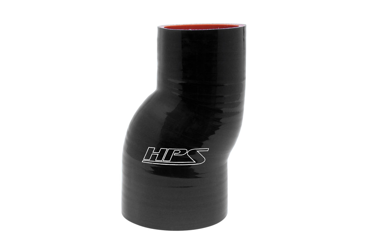 HPS Black 2" - 2-3/8" ID 6" Long Silicone Offset Straight Reducer Coupler Hose Connector High Temperature 4-ply Reinforced HTSOR-200-238-L6-BLK