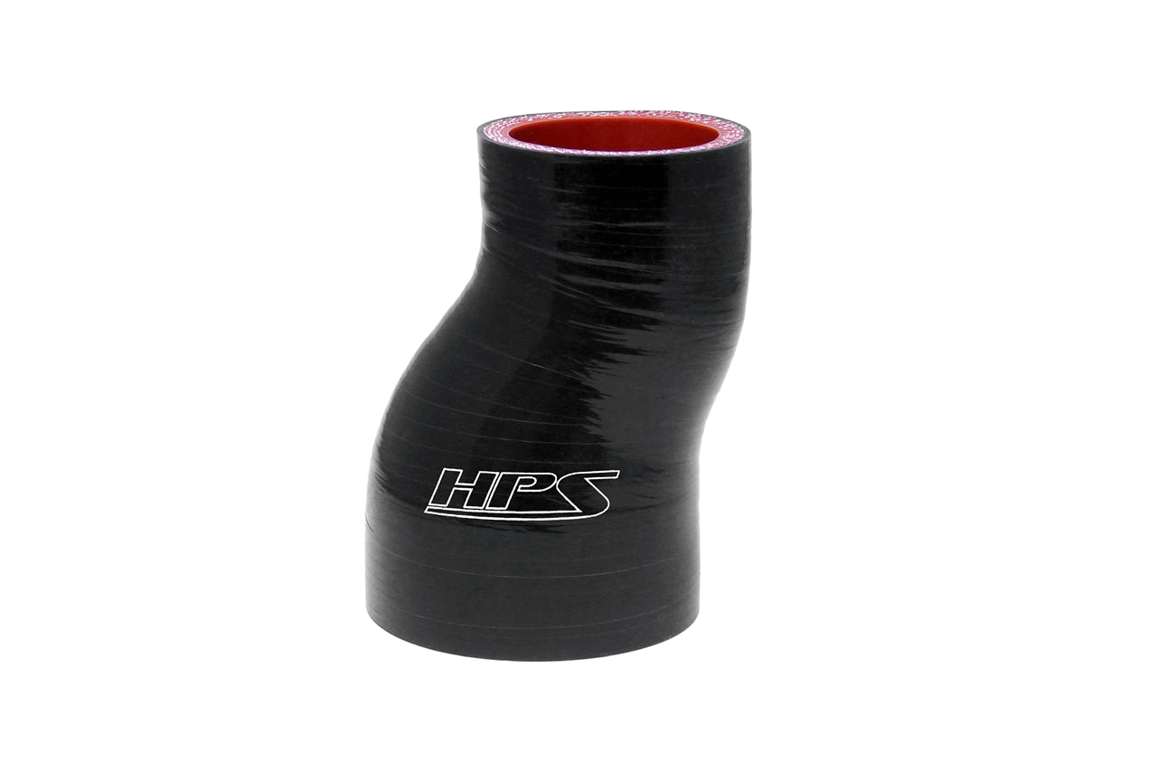 HPS 2 - 2-1/4 inch 2.25 ID 3 inch Long Black Silicone Offset Straight Reducer Coupler Hose High Temp 4-ply Reinforced 51mm 57mm HTSOR-200-225-BLK