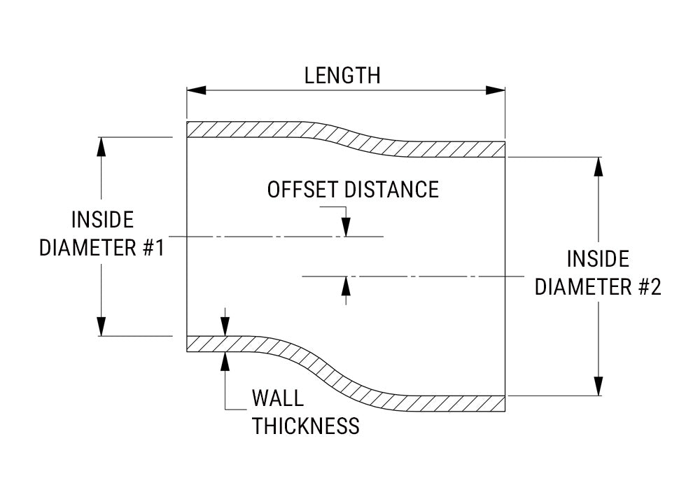 HPS 3" - 3-1/4" Silicone Offset Reducer Coupler Hose, High Temperature 4-ply Reinforced