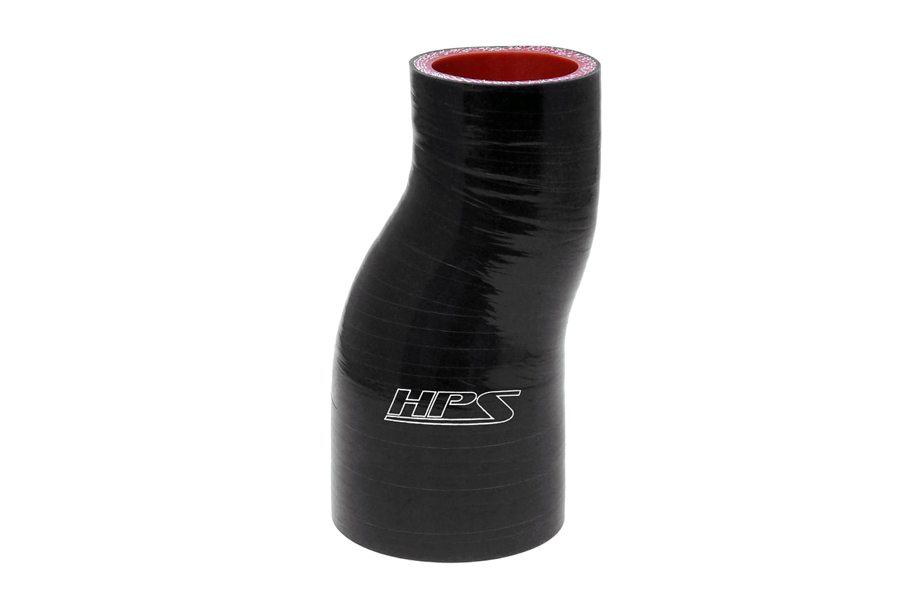 HPS 2-1/2 - 3 inch 2.5 ID 6 inch Long Black Silicone Offset Straight Reducer Coupler Hose High Temp 4-ply Reinforced 63mm 76mm HTSOR-250-300-L6-BLK